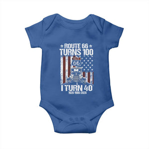 Route Highway 66 Turns 100 I Turn 40 Baby Onesie Vintage 1986 America Road Sign America Antique Car Lover 40th Birthday Gift