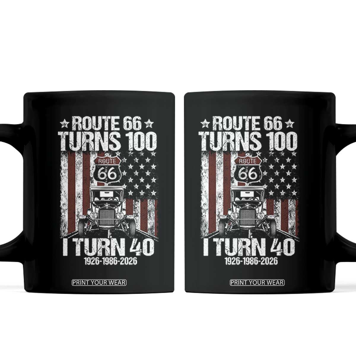 Route Highway 66 Turns 100 I Turn 40 Coffee Mug Vintage 1986 America Road Sign America Antique Car Lover 40th Birthday Gift