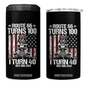 Route Highway 66 Turns 100 I Turn 40 4 in 1 Can Cooler Tumbler Vintage 1986 America Road Sign America Antique Car Lover 40th Birthday Gift