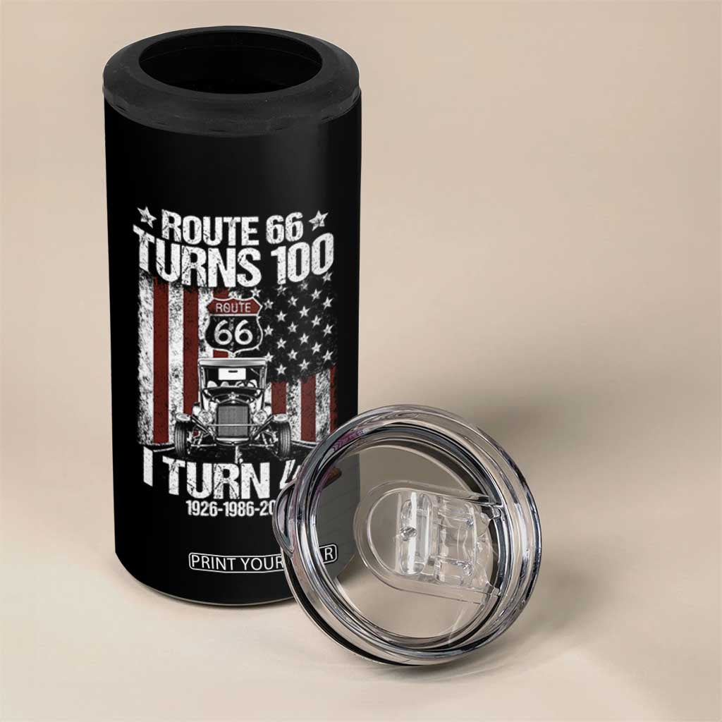 Route Highway 66 Turns 100 I Turn 40 4 in 1 Can Cooler Tumbler Vintage 1986 America Road Sign America Antique Car Lover 40th Birthday Gift