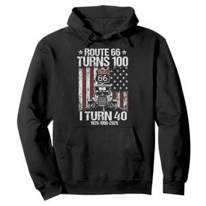 Route Highway 66 Turns 100 I Turn 40 Hoodie Vintage 1986 America Road Sign America Antique Car Lover 40th Birthday Gift