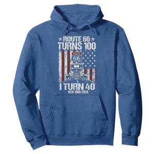 Route Highway 66 Turns 100 I Turn 40 Hoodie Vintage 1986 America Road Sign America Antique Car Lover 40th Birthday Gift