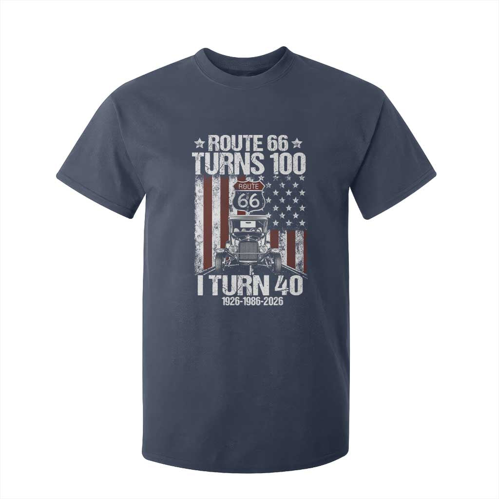 Route Highway 66 Turns 100 I Turn 40 T Shirt For Kid Vintage 1986 America Road Sign America Antique Car Lover 40th Birthday Gift