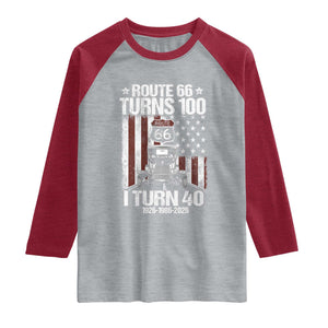 Route Highway 66 Turns 100 I Turn 40 Raglan Shirt Vintage 1986 America Road Sign America Antique Car Lover 40th Birthday Gift