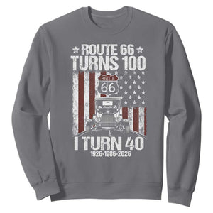 Route Highway 66 Turns 100 I Turn 40 Sweatshirt Vintage 1986 America Road Sign America Antique Car Lover 40th Birthday Gift