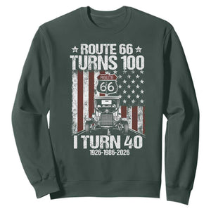 Route Highway 66 Turns 100 I Turn 40 Sweatshirt Vintage 1986 America Road Sign America Antique Car Lover 40th Birthday Gift