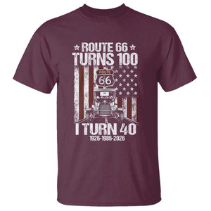 Route Highway 66 Turns 100 I Turn 40 T Shirt Vintage 1986 America Road Sign America Antique Car Lover 40th Birthday Gift