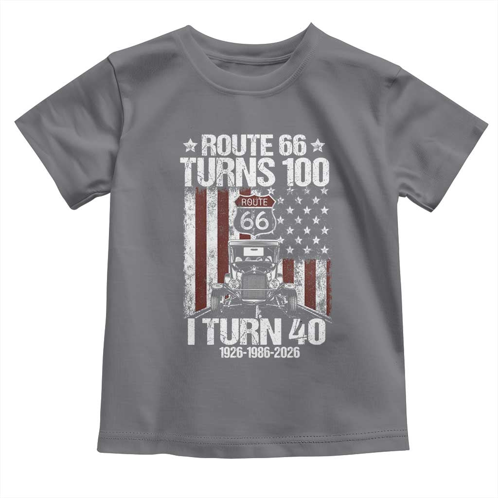 Route Highway 66 Turns 100 I Turn 40 Toddler T Shirt Vintage 1986 America Road Sign America Antique Car Lover 40th Birthday Gift
