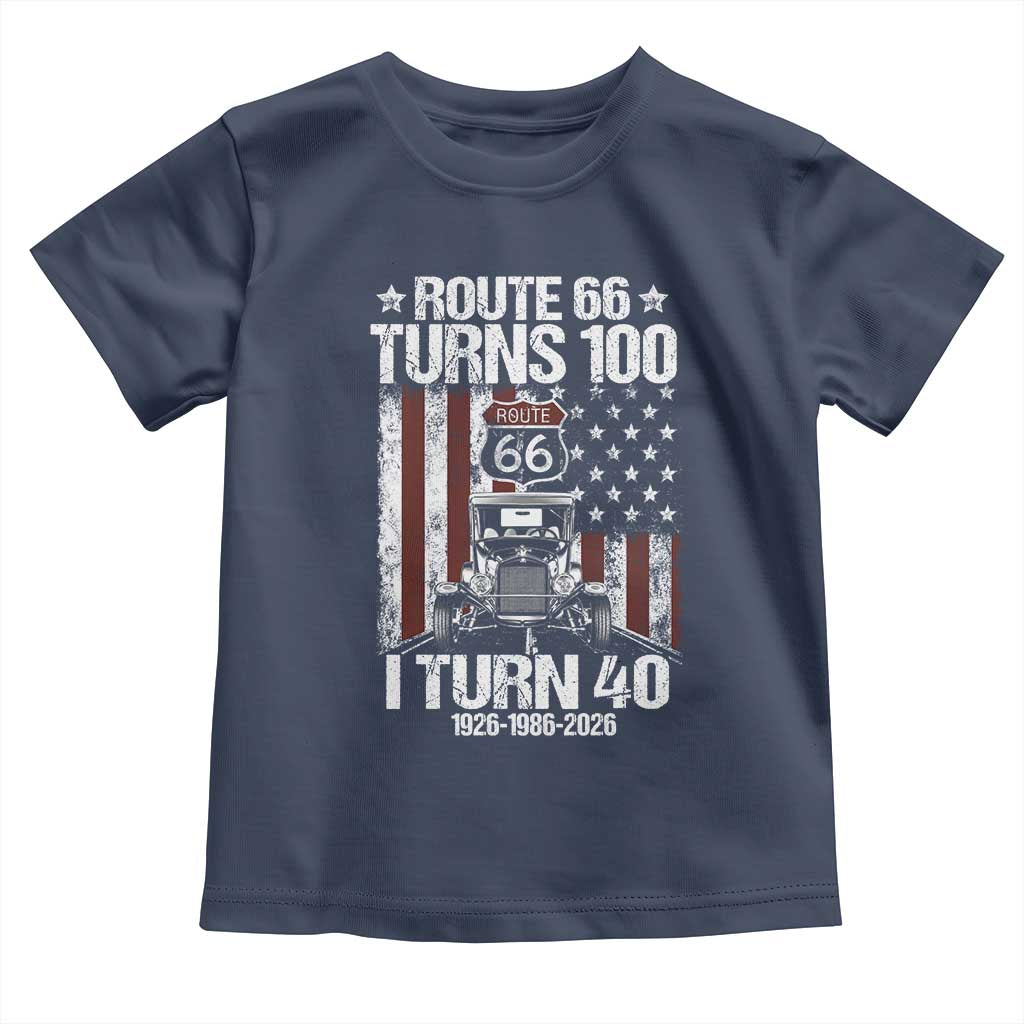 Route Highway 66 Turns 100 I Turn 40 Toddler T Shirt Vintage 1986 America Road Sign America Antique Car Lover 40th Birthday Gift