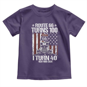 Route Highway 66 Turns 100 I Turn 40 Toddler T Shirt Vintage 1986 America Road Sign America Antique Car Lover 40th Birthday Gift