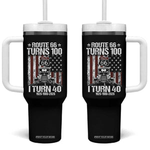 Route Highway 66 Turns 100 I Turn 40 Tumbler With Handle Vintage 1986 America Road Sign America Antique Car Lover 40th Birthday Gift