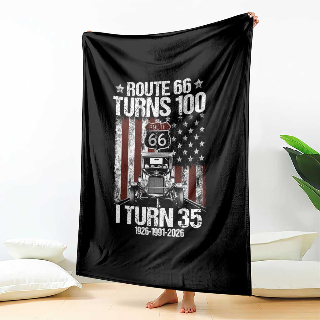 Route Highway 66 Turns 100 I Turn 35 Throw Blanket Vintage 1991 America Road Sign America Antique Car Lover 35th Birthday Gift