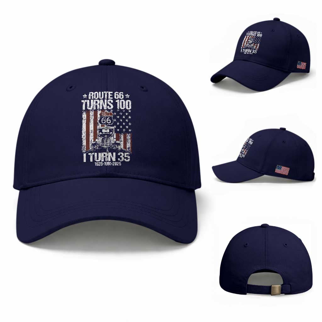 Route Highway 66 Turns 100 I Turn 35 Baseball Cap Vintage 1991 America Road Sign America Antique Car Lover 35th Birthday Gift