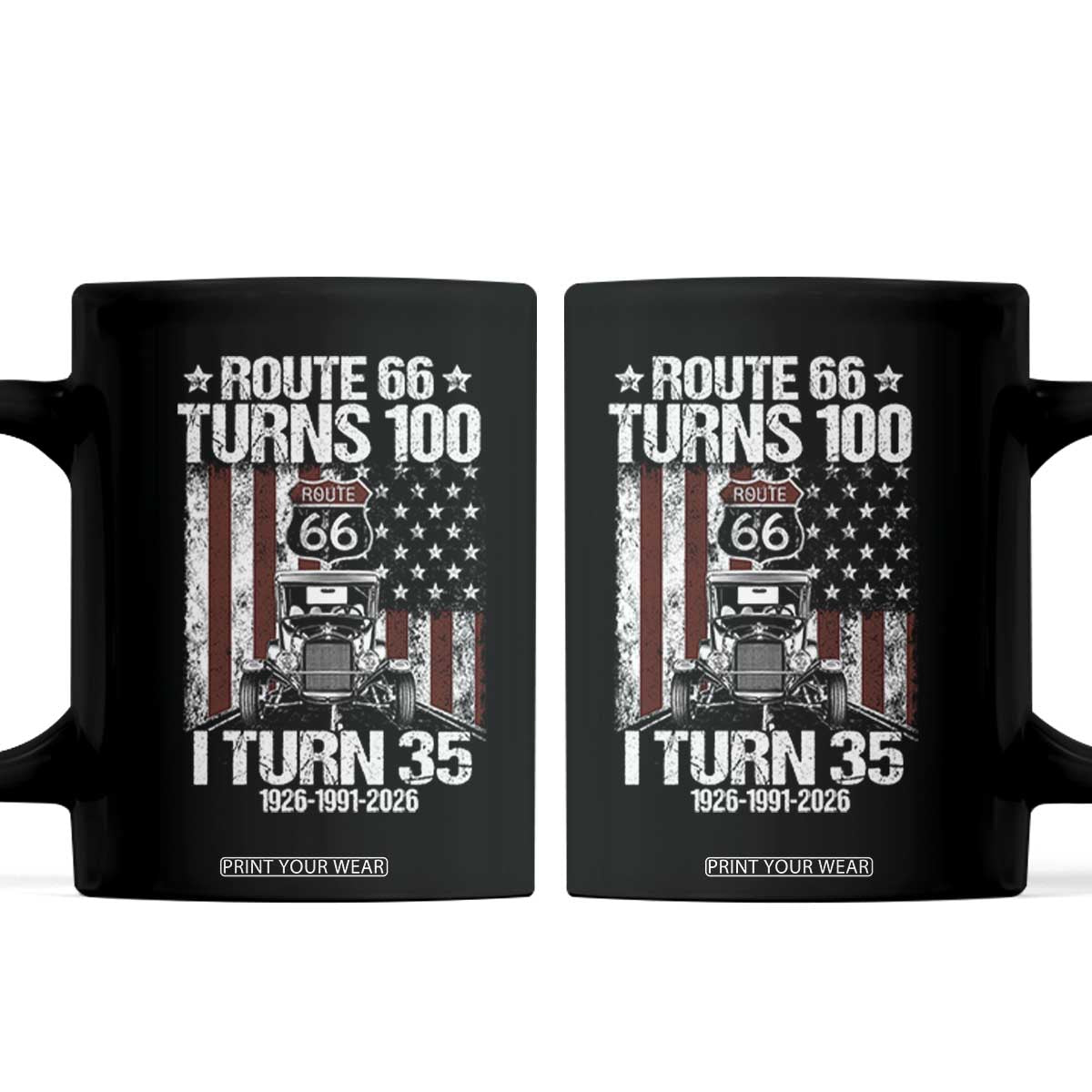 Route Highway 66 Turns 100 I Turn 35 Coffee Mug Vintage 1991 America Road Sign America Antique Car Lover 35th Birthday Gift