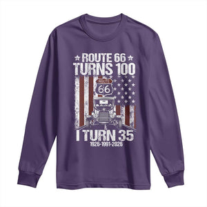 Route Highway 66 Turns 100 I Turn 35 Long Sleeve Shirt Vintage 1991 America Road Sign America Antique Car Lover 35th Birthday Gift