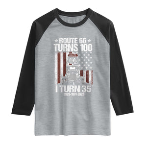 Route Highway 66 Turns 100 I Turn 35 Raglan Shirt Vintage 1991 America Road Sign America Antique Car Lover 35th Birthday Gift