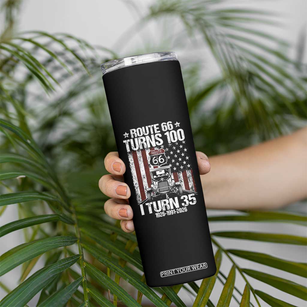 Route Highway 66 Turns 100 I Turn 35 Skinny Tumbler Vintage 1991 America Road Sign America Antique Car Lover 35th Birthday Gift
