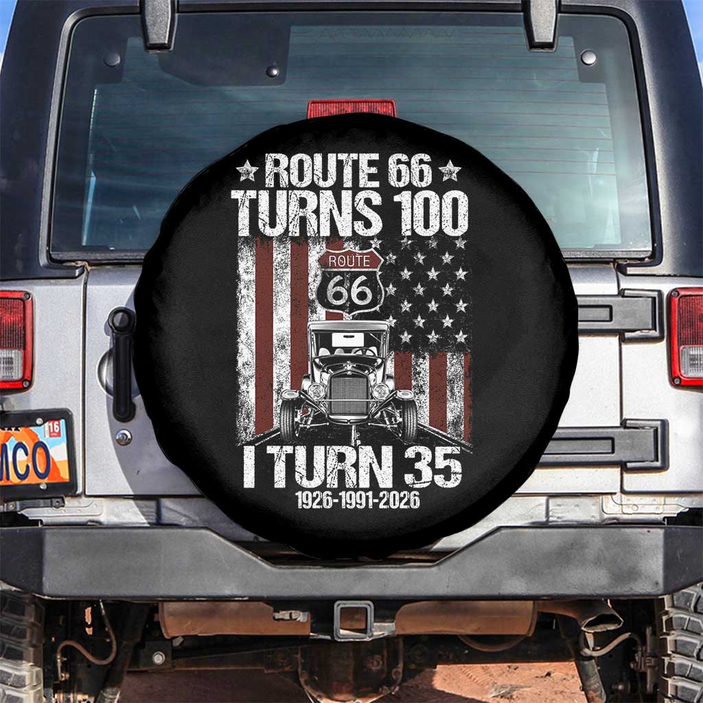 Route Highway 66 Turns 100 I Turn 35 Spare Tire Cover Vintage 1991 America Road Sign America Antique Car Lover 35th Birthday Gift