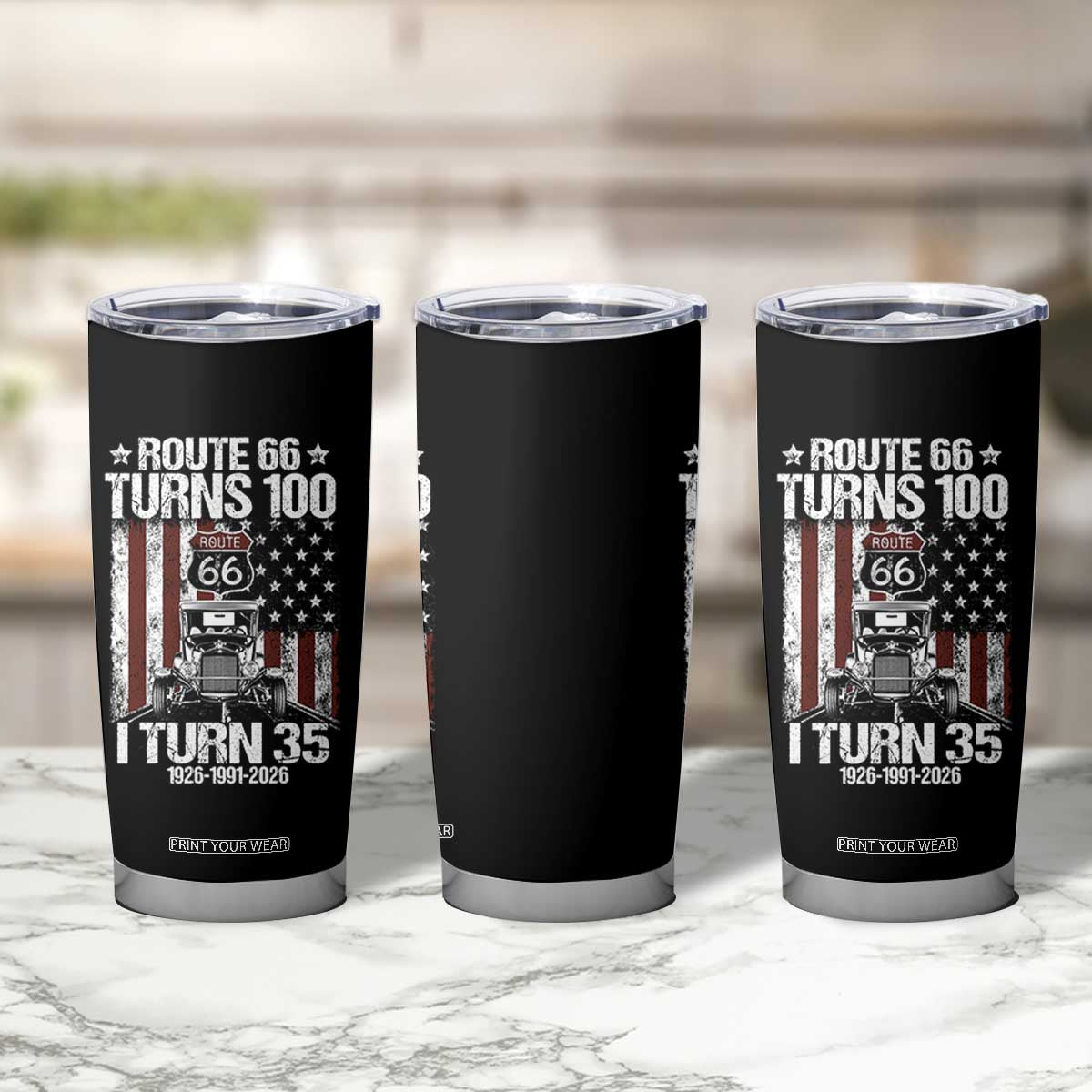 Route Highway 66 Turns 100 I Turn 35 Tumbler Cup Vintage 1991 America Road Sign America Antique Car Lover 35th Birthday Gift