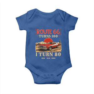 Route Highway 66 Turns 100 I Turn 80 Baby Onesie Vintage 1946 Road Sign 80th Birthday Muscle Car Lover Gift