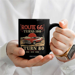 Route Highway 66 Turns 100 I Turn 80 Coffee Mug Vintage 1946 Road Sign 80th Birthday Muscle Car Lover Gift