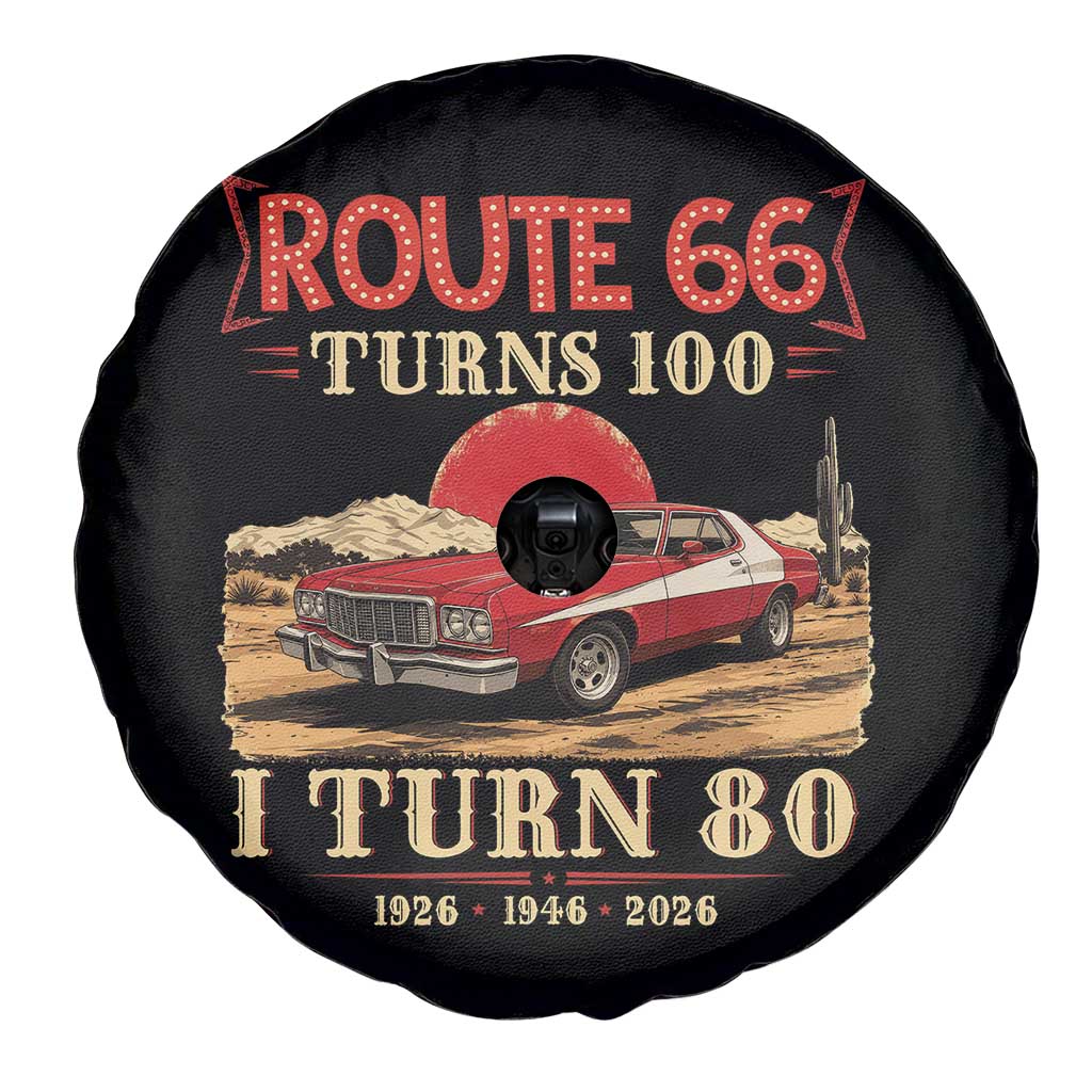 Route Highway 66 Turns 100 I Turn 80 Spare Tire Cover Vintage 1946 Road Sign 80th Birthday Muscle Car Lover Gift