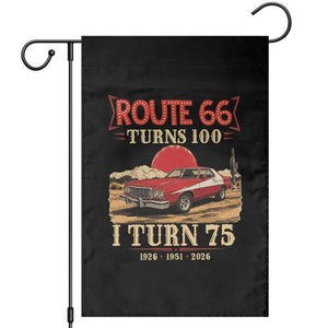 Route Highway 66 Turns 100 I Turn 75 Garden Flag Vintage 1951 Road Sign 75th Birthday Muscle Car Lover Gift