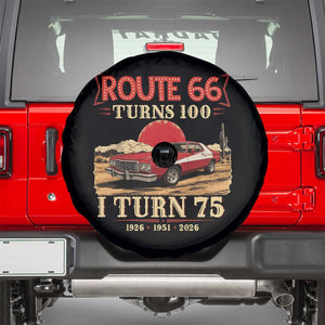 Route Highway 66 Turns 100 I Turn 75 Spare Tire Cover Vintage 1951 Road Sign 75th Birthday Muscle Car Lover Gift