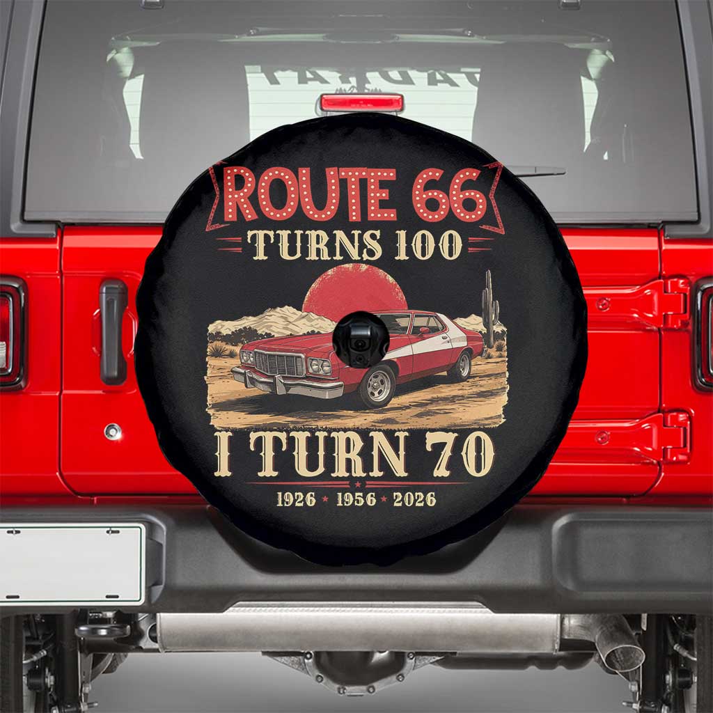 Route Highway 66 Turns 100 I Turn 70 Spare Tire Cover Vintage 1956 Road Sign 70th Birthday Muscle Car Lover Gift