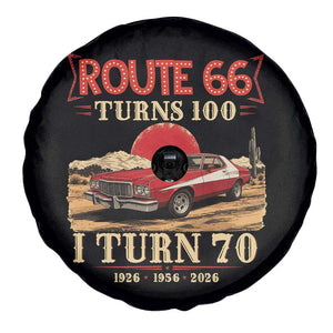 Route Highway 66 Turns 100 I Turn 70 Spare Tire Cover Vintage 1956 Road Sign 70th Birthday Muscle Car Lover Gift