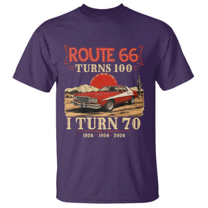 Route Highway 66 Turns 100 I Turn 70 T Shirt Vintage 1956 Road Sign 70th Birthday Muscle Car Lover Gift