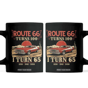 Route Highway 66 Turns 100 I Turn 65 Coffee Mug Vintage 1961 Road Sign 65th Birthday Muscle Car Lover Gift