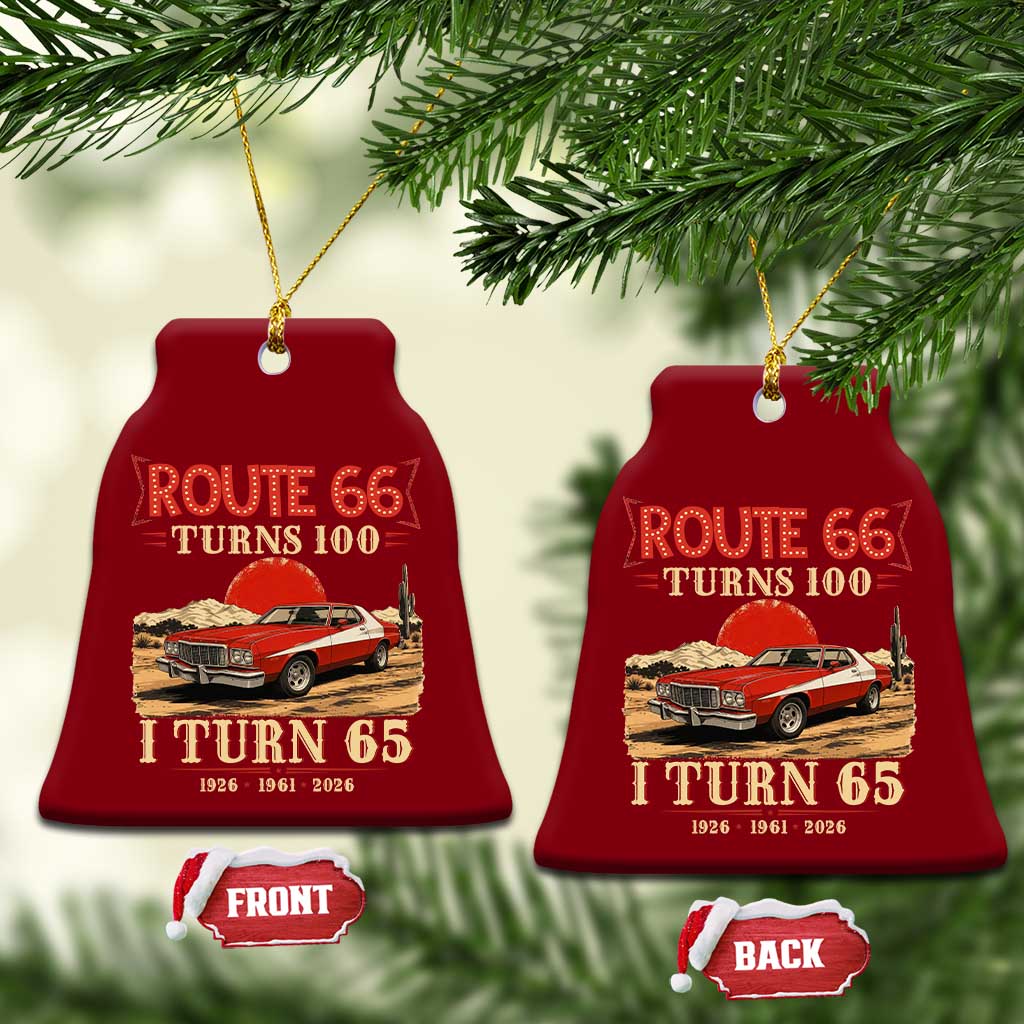 Route Highway 66 Turns 100 I Turn 65 Ceramic Ornament Vintage 1961 Road Sign 65th Birthday Muscle Car Lover Gift