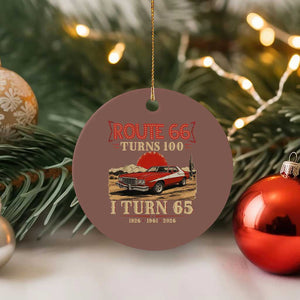 Route Highway 66 Turns 100 I Turn 65 Ceramic Ornament Vintage 1961 Road Sign 65th Birthday Muscle Car Lover Gift