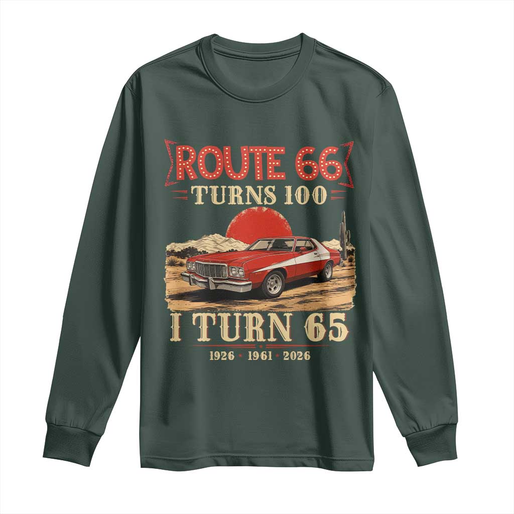 Route Highway 66 Turns 100 I Turn 65 Long Sleeve Shirt Vintage 1961 Road Sign 65th Birthday Muscle Car Lover Gift