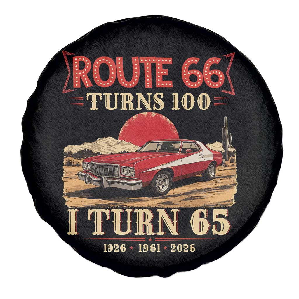 Route Highway 66 Turns 100 I Turn 65 Spare Tire Cover Vintage 1961 Road Sign 65th Birthday Muscle Car Lover Gift