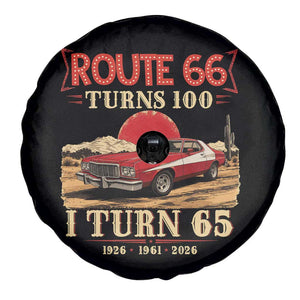 Route Highway 66 Turns 100 I Turn 65 Spare Tire Cover Vintage 1961 Road Sign 65th Birthday Muscle Car Lover Gift