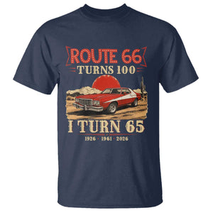Route Highway 66 Turns 100 I Turn 65 T Shirt Vintage 1961 Road Sign 65th Birthday Muscle Car Lover Gift