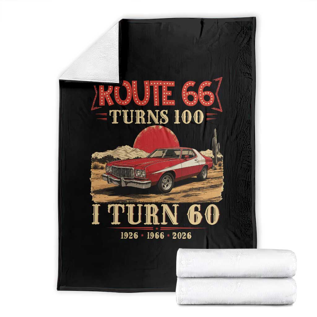Route Highway 66 Turns 100 I Turn 60 Throw Blanket Vintage 1966 Road Sign 60th Birthday Muscle Car Lover Gift