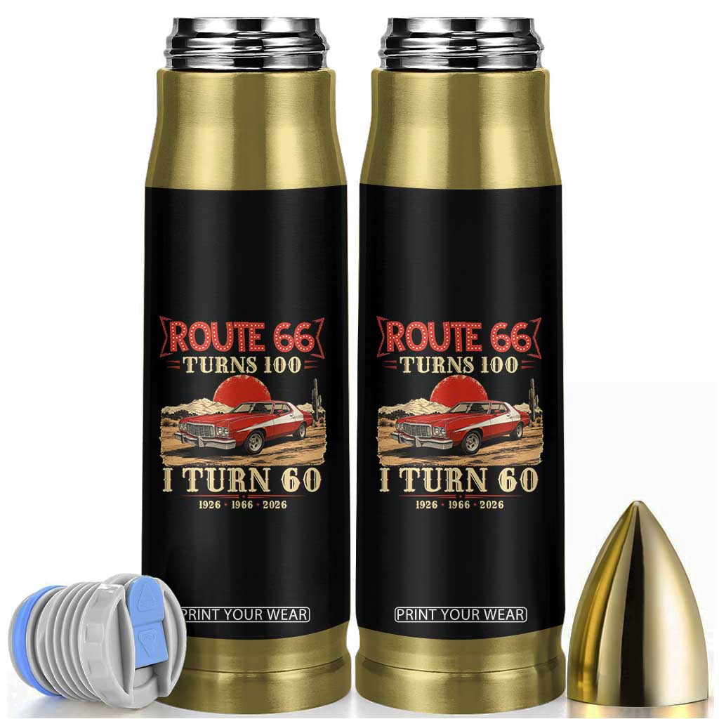 Route Highway 66 Turns 100 I Turn 60 Bullet Tumbler Vintage 1966 Road Sign 60th Birthday Muscle Car Lover Gift