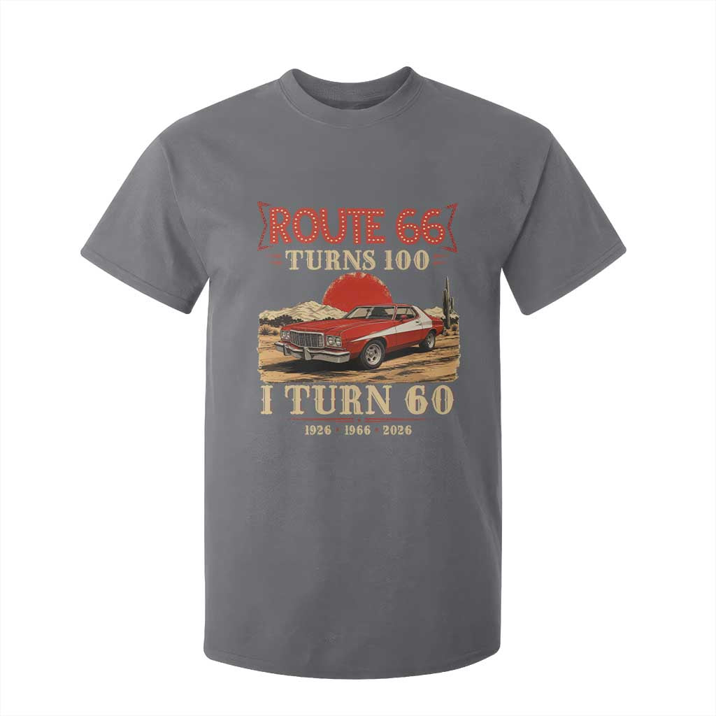 Route Highway 66 Turns 100 I Turn 60 T Shirt For Kid Vintage 1966 Road Sign 60th Birthday Muscle Car Lover Gift