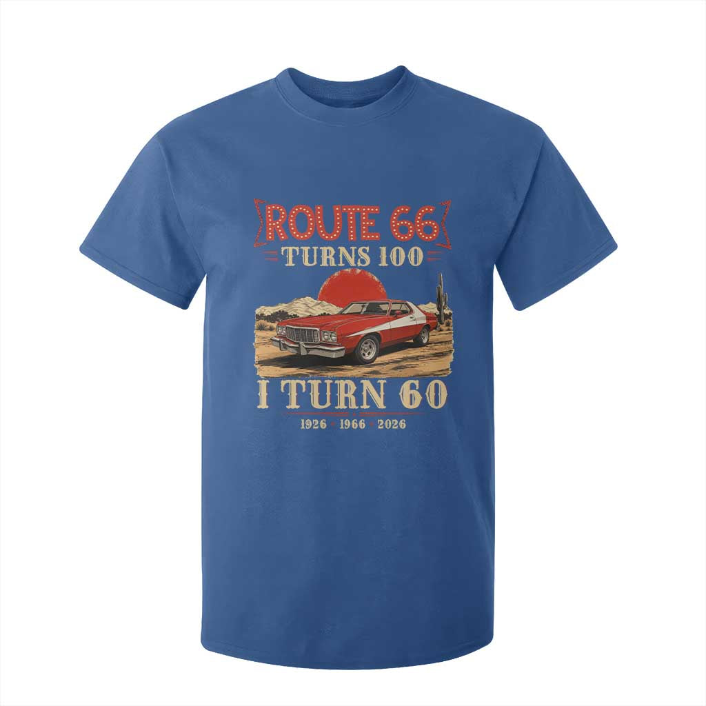 Route Highway 66 Turns 100 I Turn 60 T Shirt For Kid Vintage 1966 Road Sign 60th Birthday Muscle Car Lover Gift