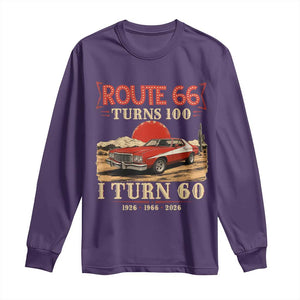 Route Highway 66 Turns 100 I Turn 60 Long Sleeve Shirt Vintage 1966 Road Sign 60th Birthday Muscle Car Lover Gift