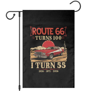 Route Highway 66 Turns 100 I Turn 55 Garden Flag Vintage 1971 Road Sign 55th Birthday Muscle Car Lover Gift