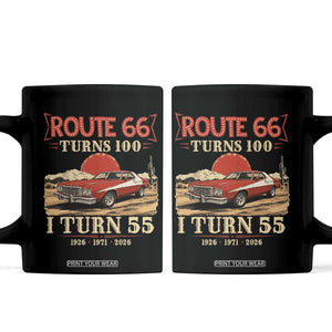 Route Highway 66 Turns 100 I Turn 55 Coffee Mug Vintage 1971 Road Sign 55th Birthday Muscle Car Lover Gift