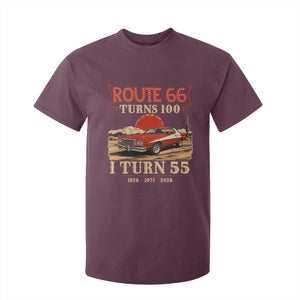 Route Highway 66 Turns 100 I Turn 55 T Shirt For Kid Vintage 1971 Road Sign 55th Birthday Muscle Car Lover Gift