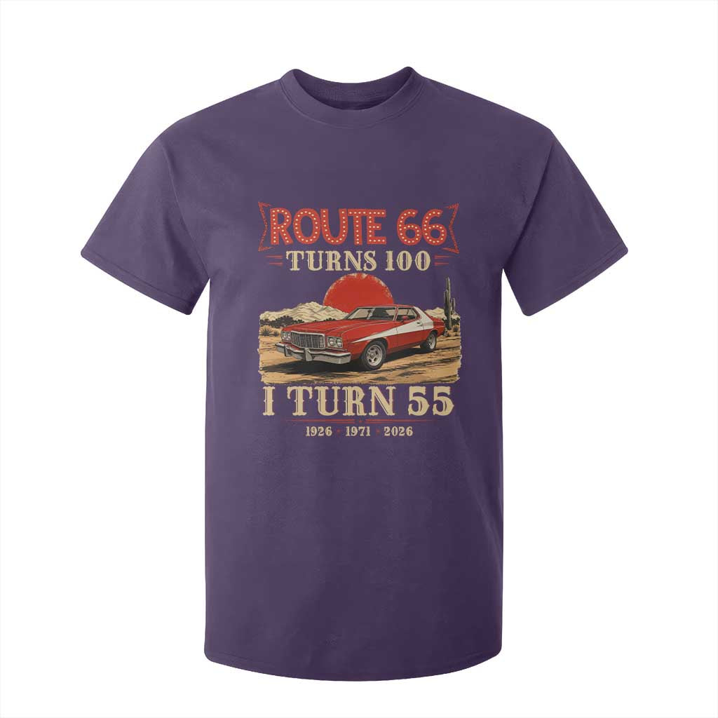 Route Highway 66 Turns 100 I Turn 55 T Shirt For Kid Vintage 1971 Road Sign 55th Birthday Muscle Car Lover Gift