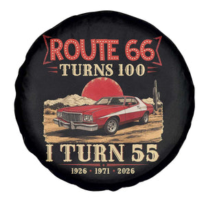Route Highway 66 Turns 100 I Turn 55 Spare Tire Cover Vintage 1971 Road Sign 55th Birthday Muscle Car Lover Gift