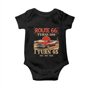 Route Highway 66 Turns 100 I Turn 45 Baby Onesie Vintage 1981 Road Sign 45th Birthday Muscle Car Lover Gift