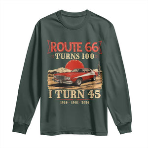 Route Highway 66 Turns 100 I Turn 45 Long Sleeve Shirt Vintage 1981 Road Sign 45th Birthday Muscle Car Lover Gift